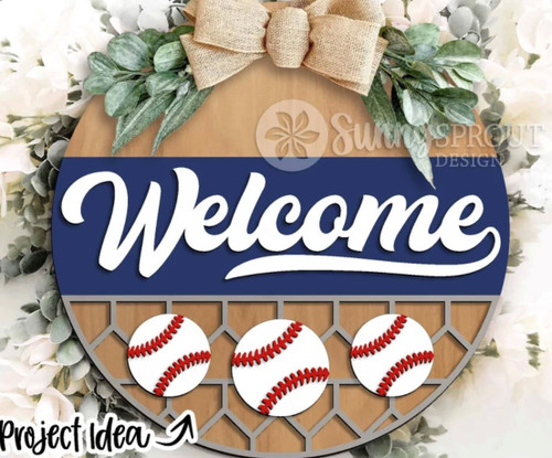 3D Welcome Baseball/Softball 18" Round Sig
