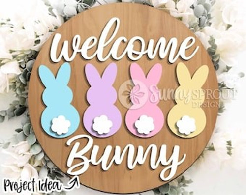 3D Welcome Bunny Round