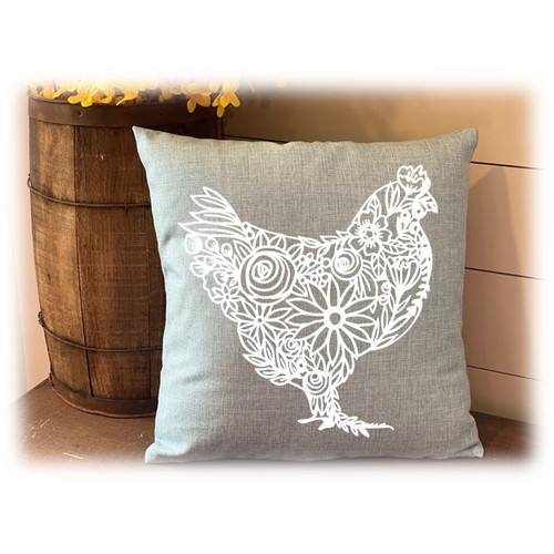 Chicken Floral Lace Mandala Pillow