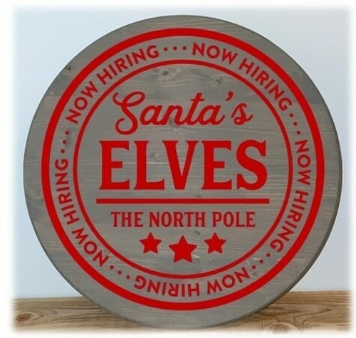 Santa Elves Round Tray with Handles