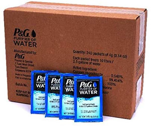 P&G Water Purification Sachets. Case of 240 treatments. P&G Water Purification Sachets. Case of 240 treatments.