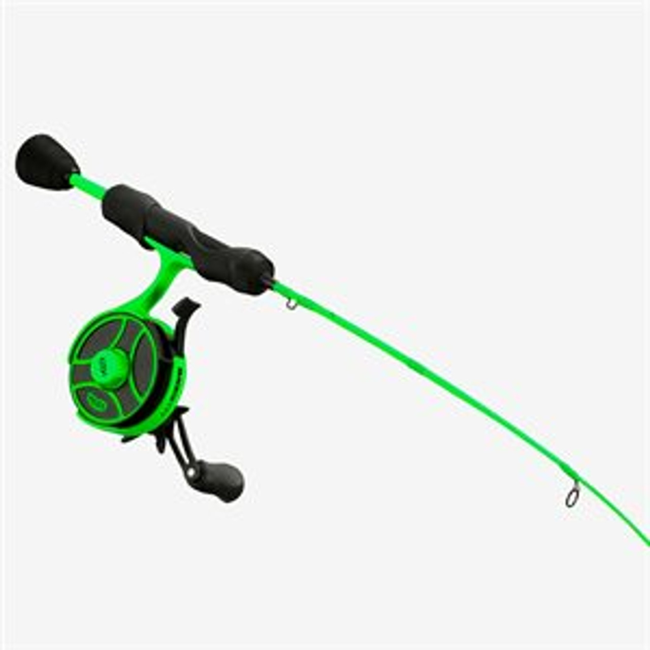 13 Fishing Radioactive Pickle Ice Combo 27" MH- FF Ghost w/ NEW Line Window + Tickle Stick - Left Hand