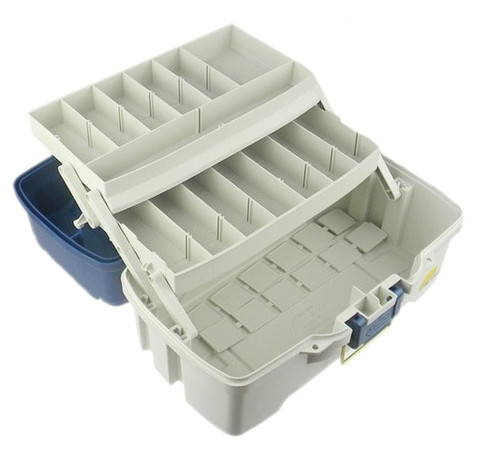 Plano Tackle Box 2 Tray Blue White Dual Top Access