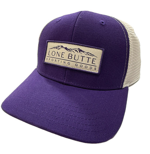 Lone Butte Hat Rectangle Logo - Purple/Stone