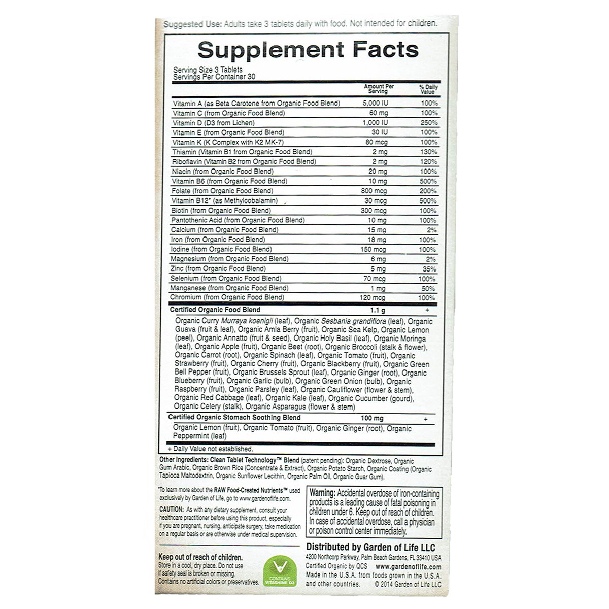 Garden of Life Prenatal Multi mykind Organics Prenatal