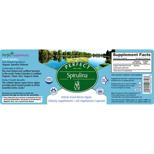 Organic Spirulina Capsules Algae Supplement