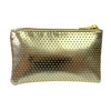 Perforated Gold Cosmetic Bag with Zip Closure