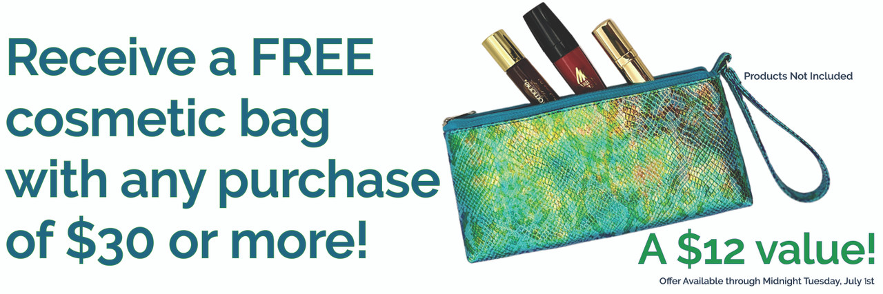 Text and Image Cosmetic Bag Gift with Purchase Description
