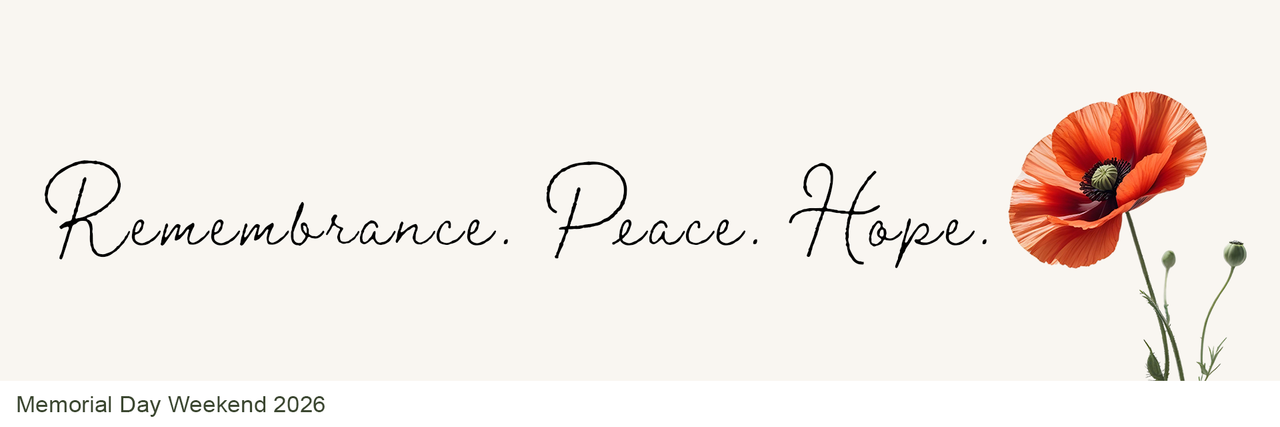 Text Message of Remembrance, Peace and Hope with a Memorial Day Poppy