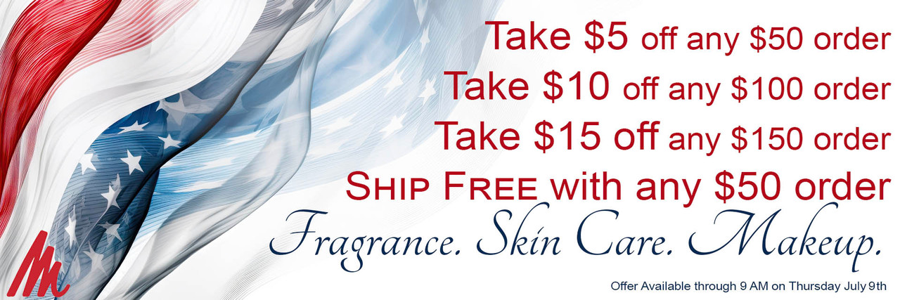 Text and Flowing Sheer US Flag with Shipping and Savings Offers