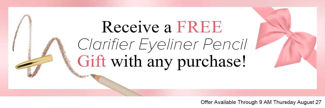 Text and Image Offer for a Free $18 Clarifier Eye Pencil with Any Purchase 