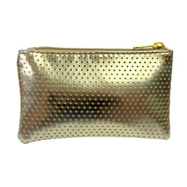 Perforated Gold Cosmetics Bag with Zip Closure