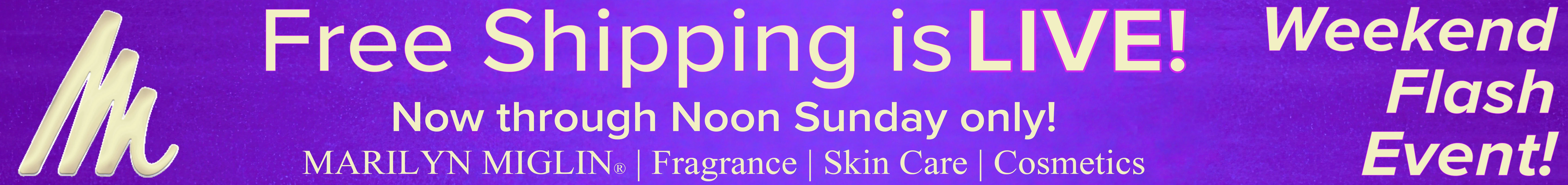 Text Announcing a Flash Free Shipping Offer through Noon on Sunday August 29th!