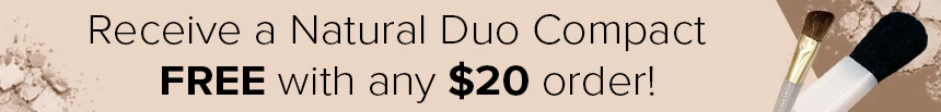 Text and Image Offer for a $42 Eyeshadow Natural Duo Compact for $10 with any $20 Order