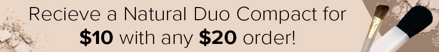 Text and Image Offer for a $42 Eyeshadow Natural Duo Compact for $10 with any $20 Order