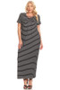 Plus Size Stripe Lace Up Hooded Maxi Dress - Casual Outfit