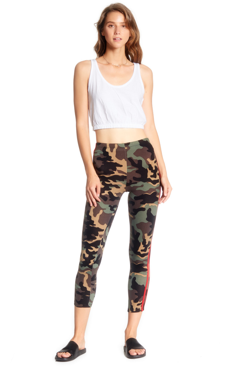 Camouflage High Waisted Side Stripe Legging - VIBE Apparel Co.