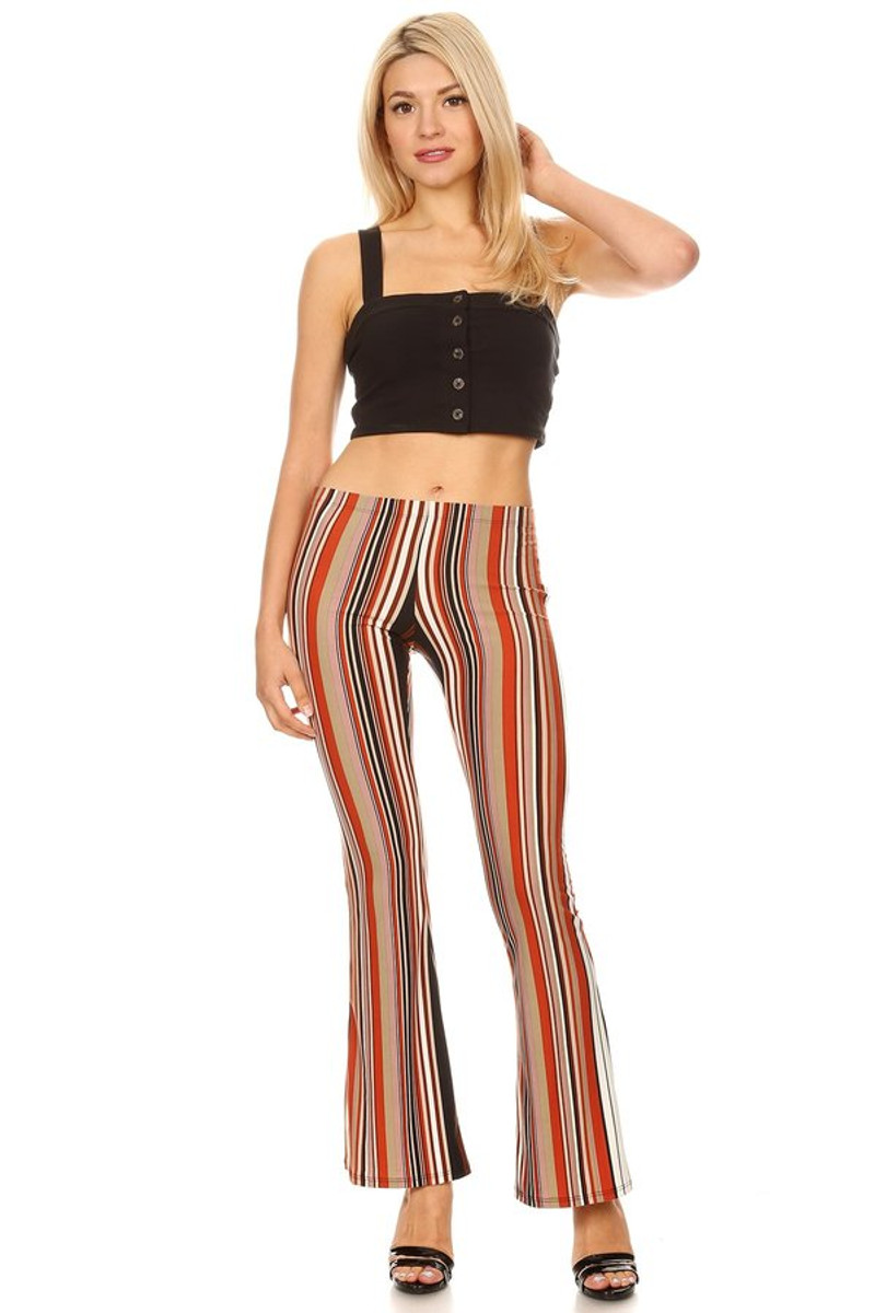 striped bell bottom pants