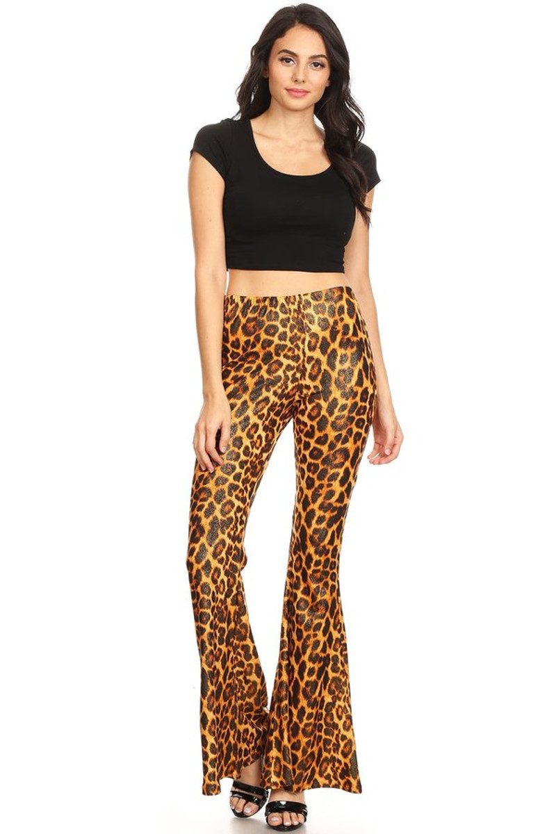 Animal Print Wide Leg Flare Pant - VIBE Apparel Co.