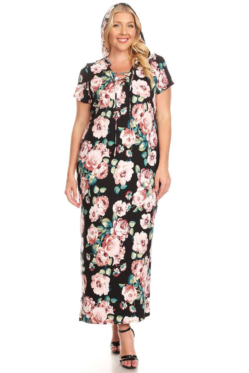 plus size hooded maxi dress