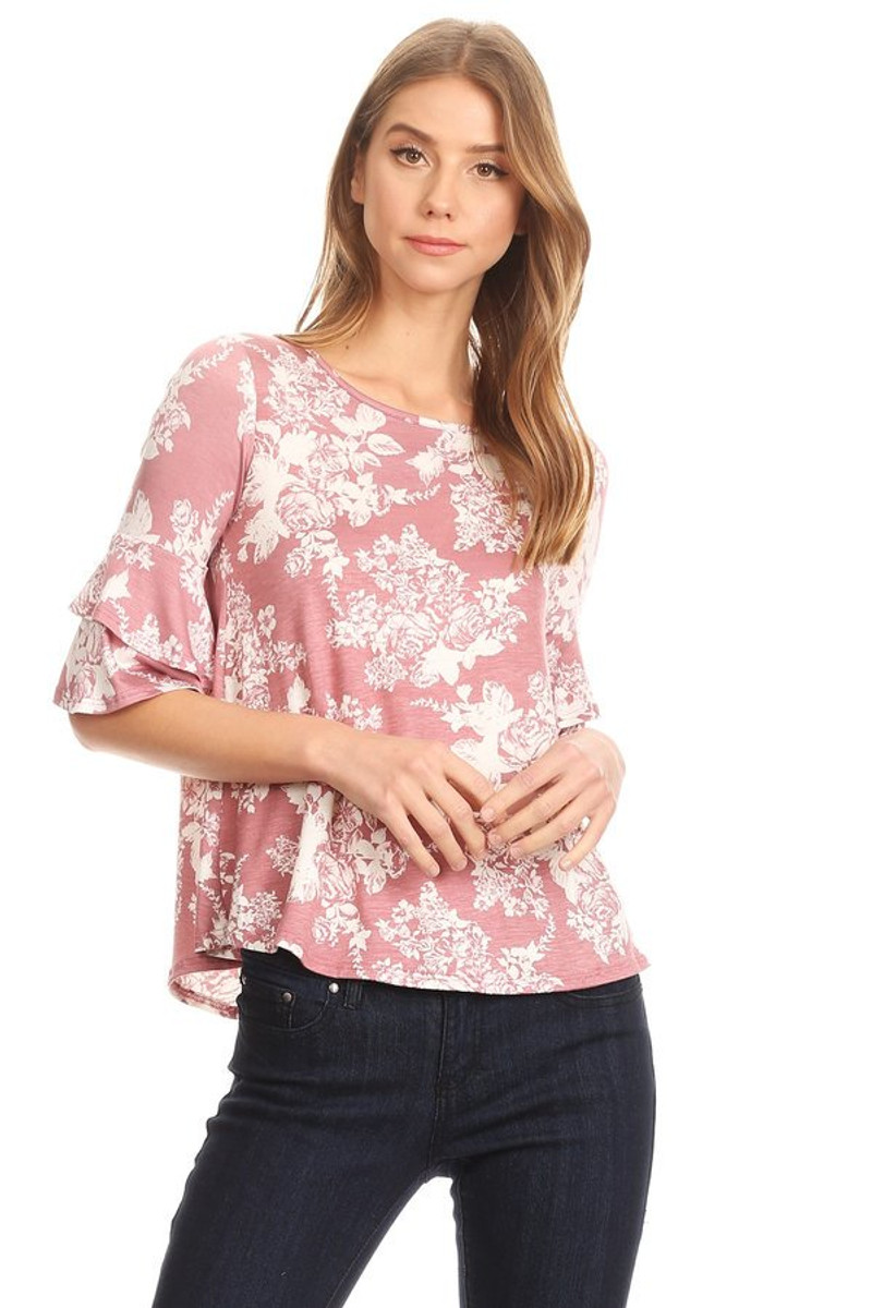Tiered Ruffle Sleeve Top - VIBE Apparel Co.