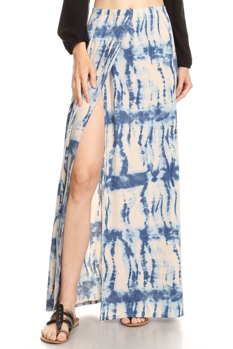 Tie Dye Double Split Maxi Skirt Vibe Apparel Co 