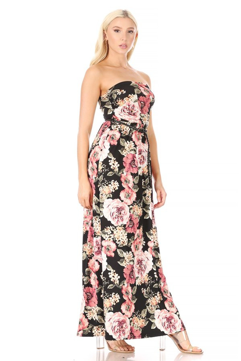 Ruched Belted Maxi Dress - VIBE Apparel Co.