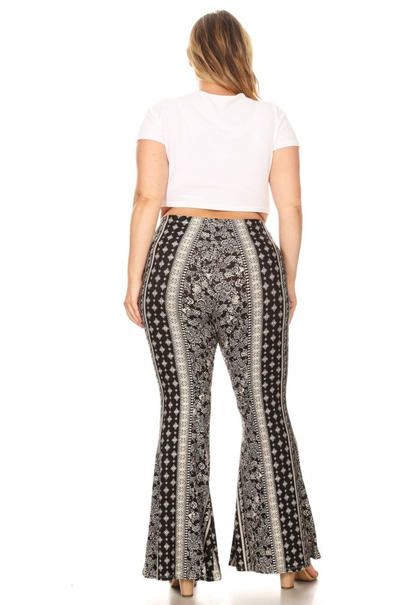 Plus Aztec Wide Leg Flare Pant - VIBE Apparel Co.