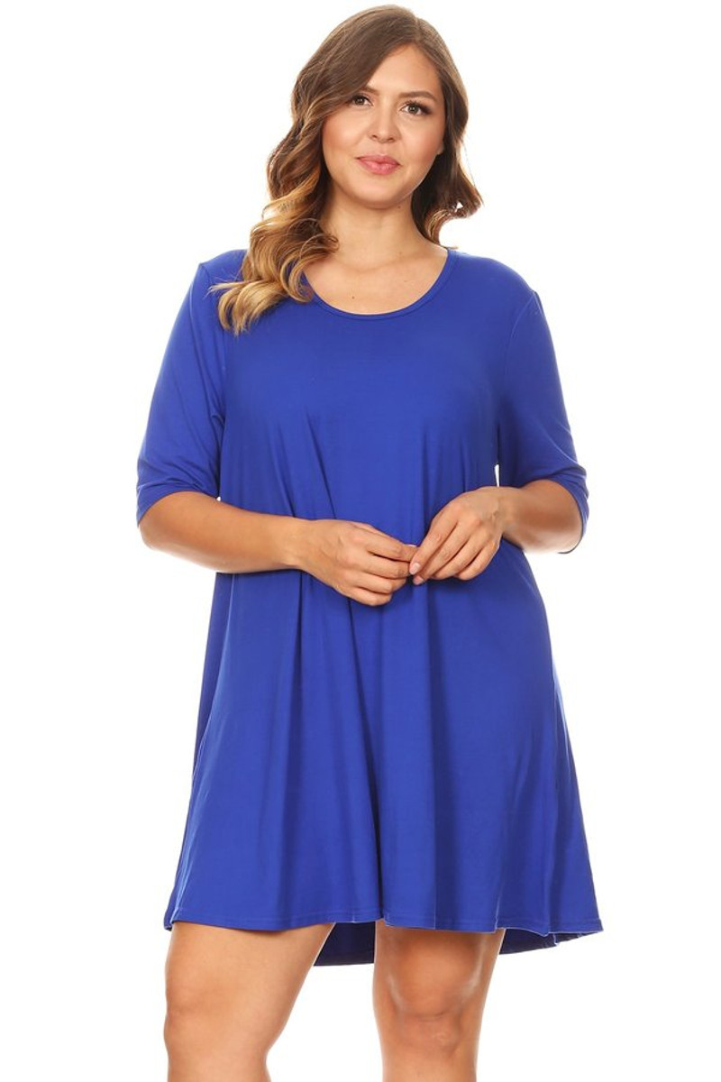 Plus Solid Brushed Swing Dress 2 - VIBE Apparel Co.