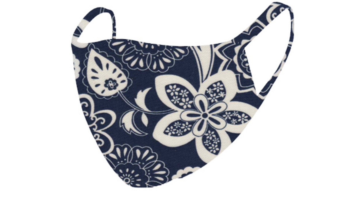 2 Layer Reusable Mask-Navy White Floral