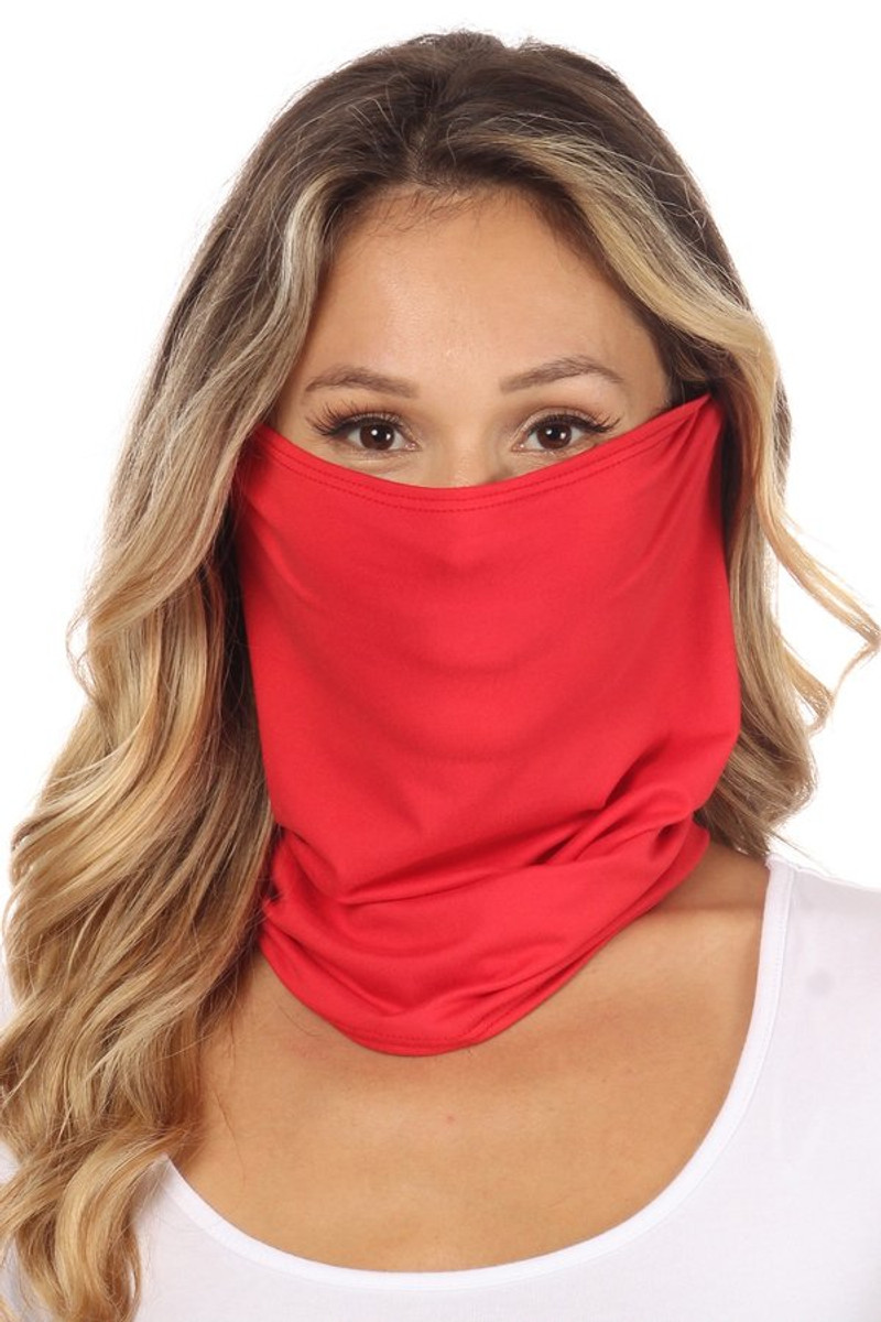 Fashion Neck Gaiter and Face Covering (3 Pack) -Red Solid
