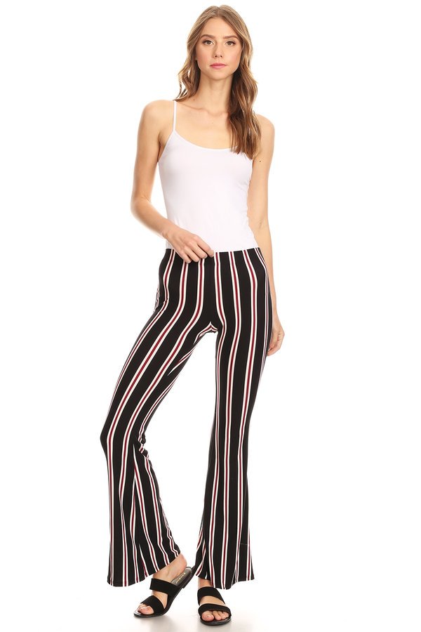 red and white striped flare pants