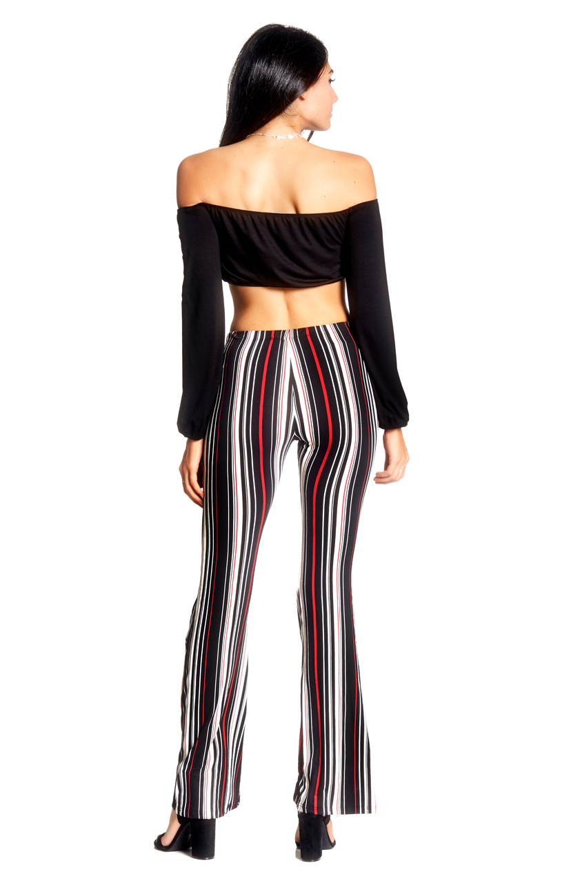 striped flare leggings