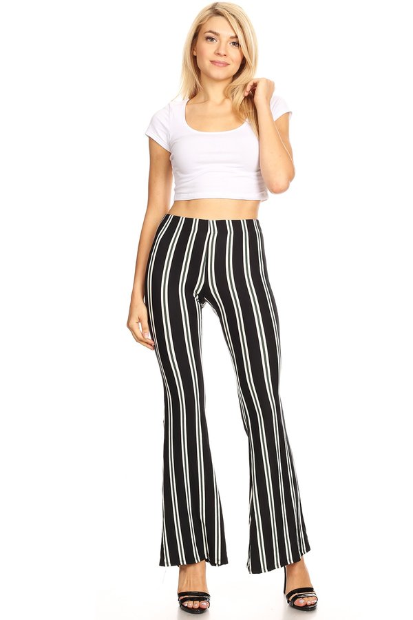 red and white striped flare pants