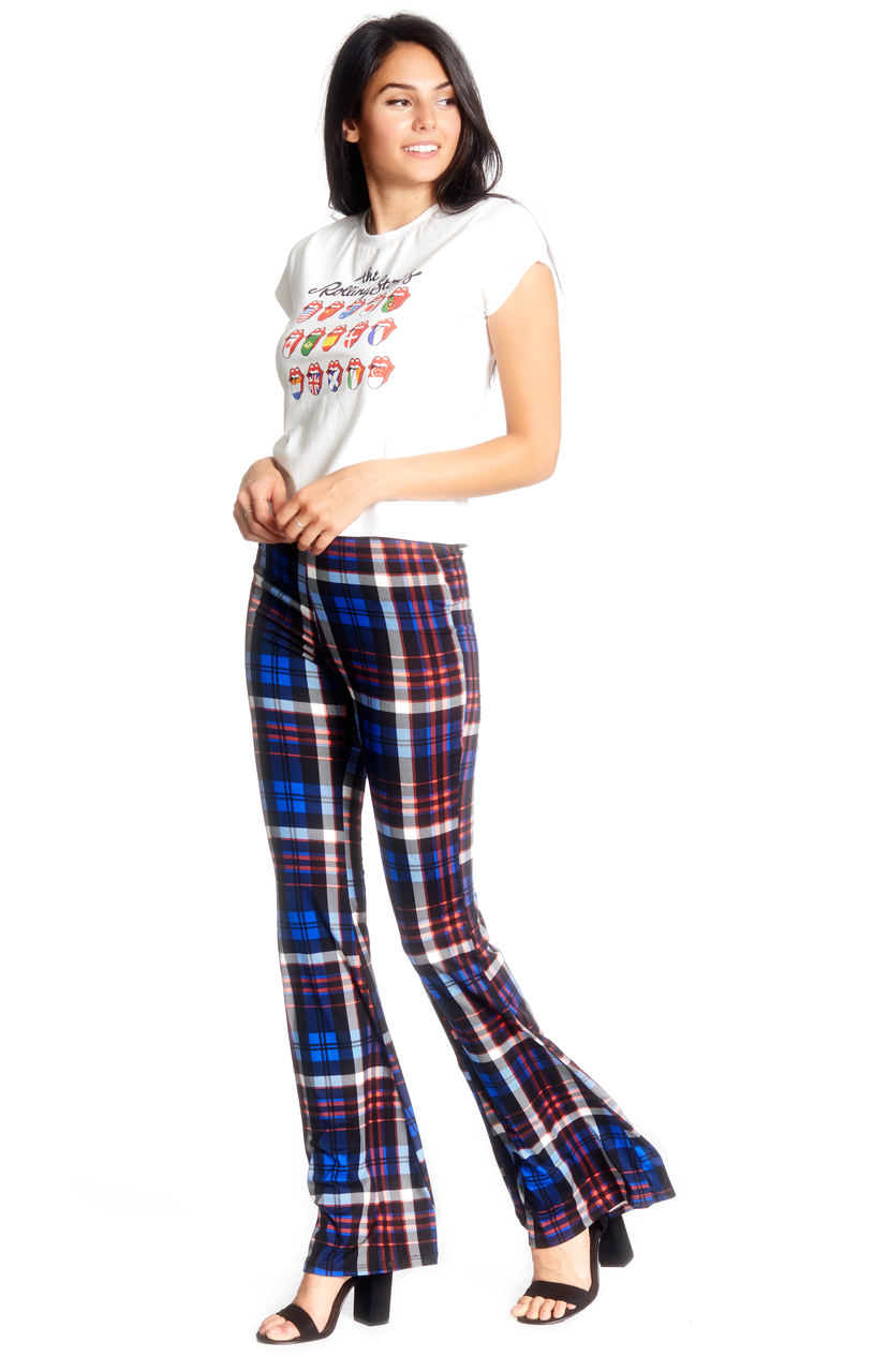 Plaid Wide Leg Flare Pant