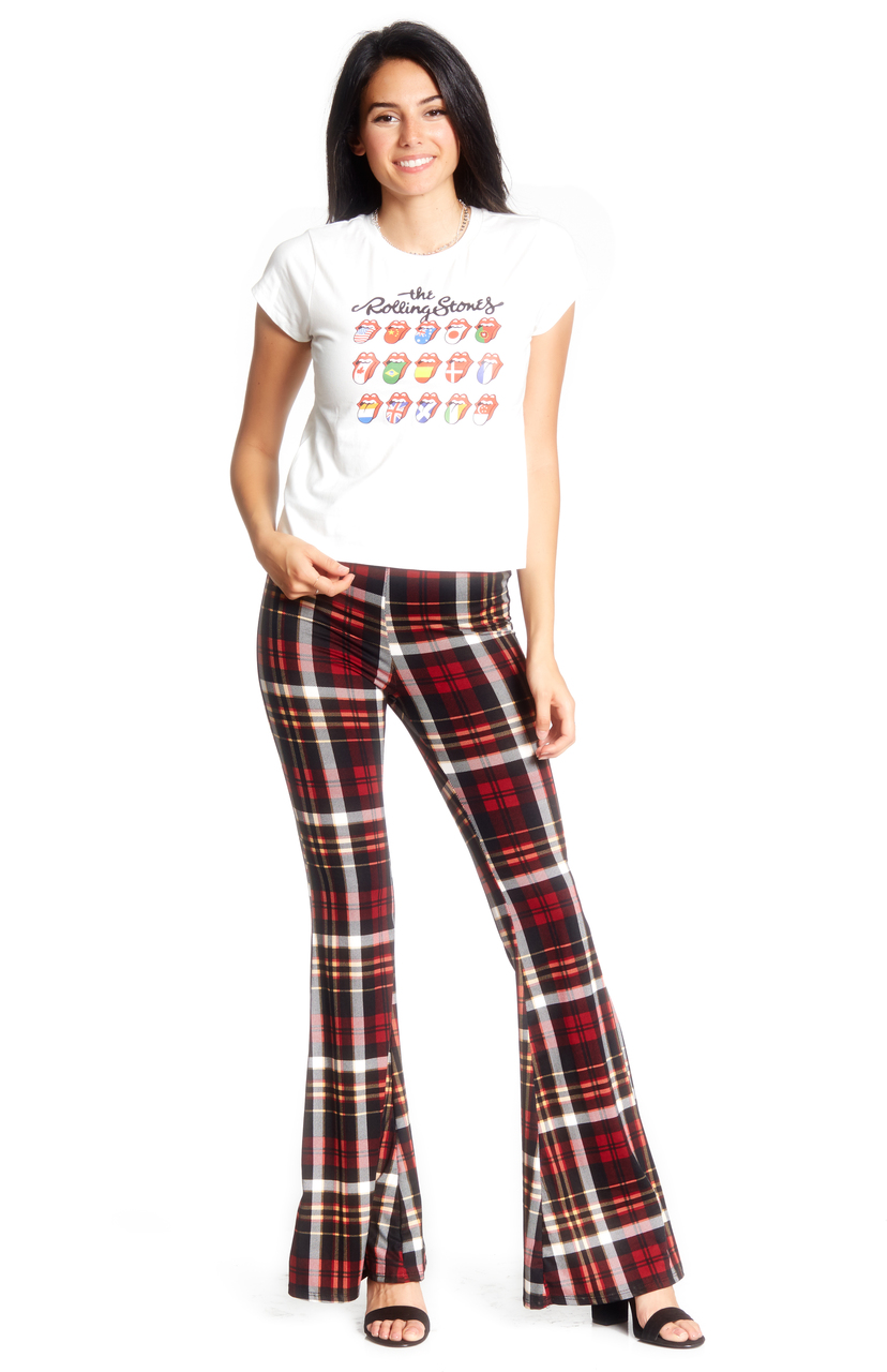 plaid flared pants