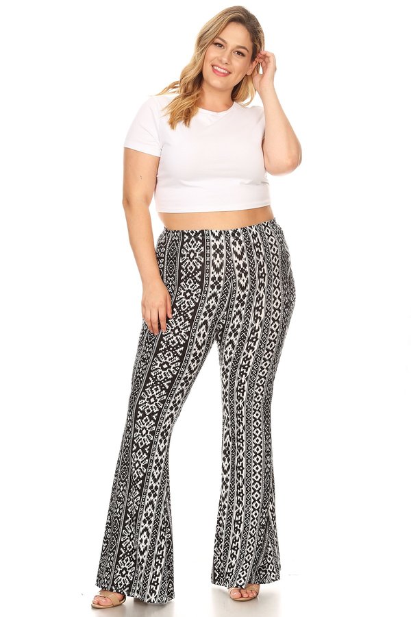 Plus Aztec Wide Leg Flare Pant