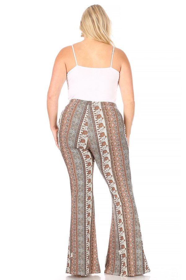 Plus Aztec Wide Leg Flare Pant - VIBE Apparel Co.