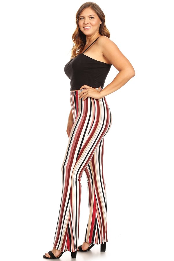 Plus Striped Wide Leg Flare Pant