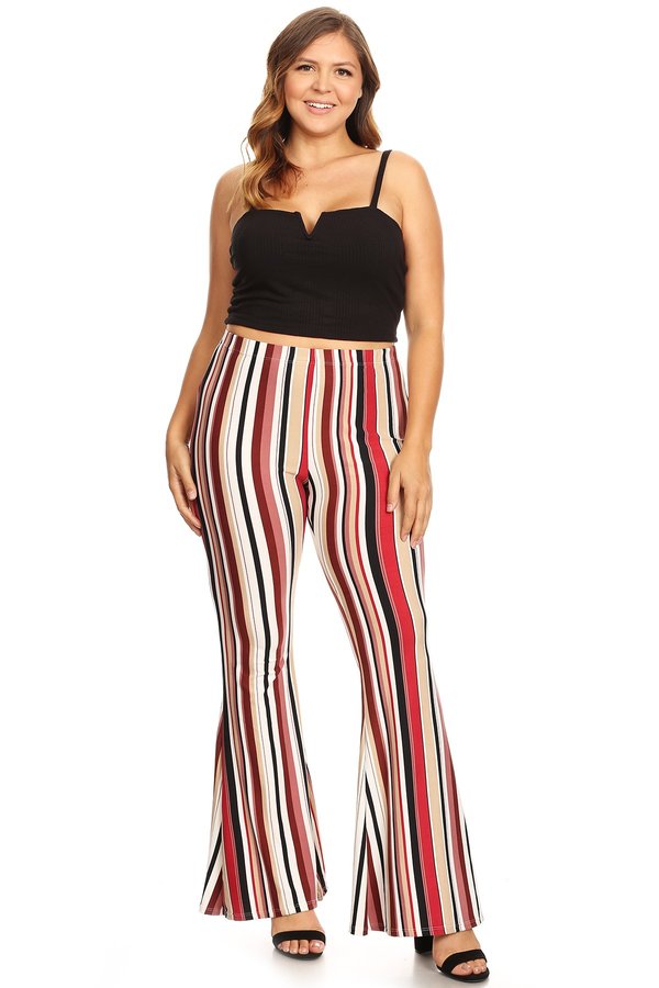 Wholesale Womens Plus Size High Waist Flare Pants With Front