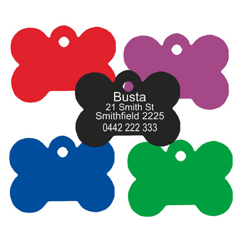 Pet Tag Anodised Aluminium Bone Shape