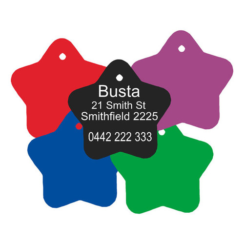 Pet Tag Anodised Aluminium Star Shape