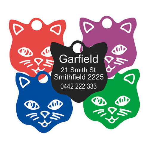 Pet Tag Anodised Aluminium Cat Face Shape Pet Tag Anodised Aluminium Cat Face Shape