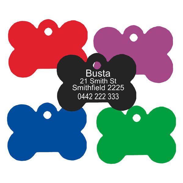 Pet Tag Anodised Aluminium Bone Shape