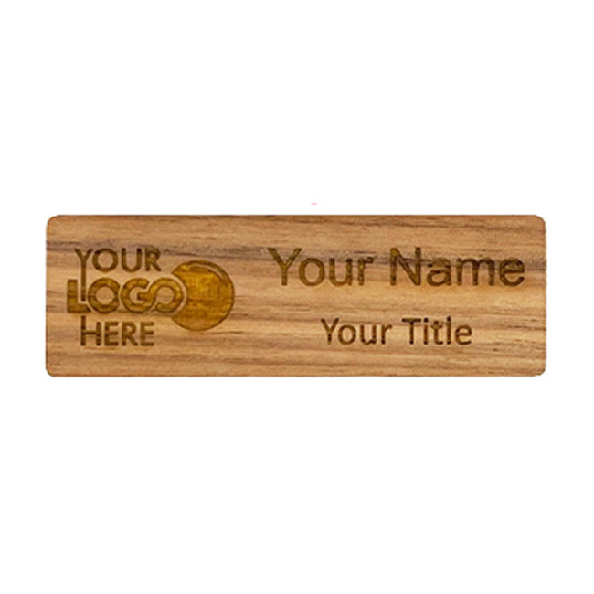 Walnut Rectangle Name Badge Laser Engraved