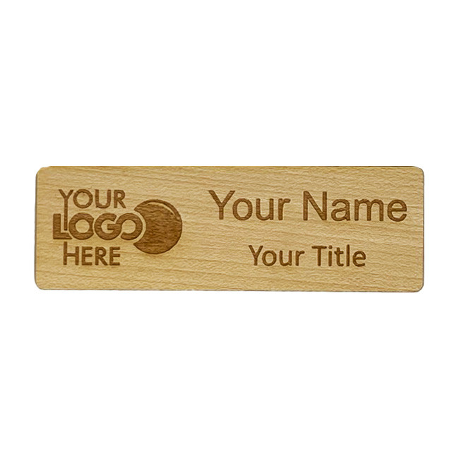 Maple Rectangle Name Badge Laser Engraved
