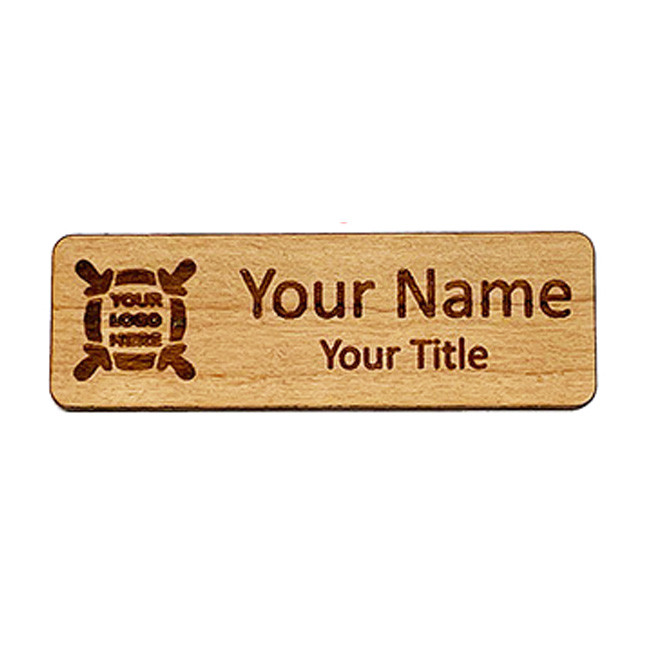 Cherry Rectangle Name Badge Laser Engraved