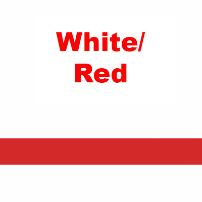 White with Red Text