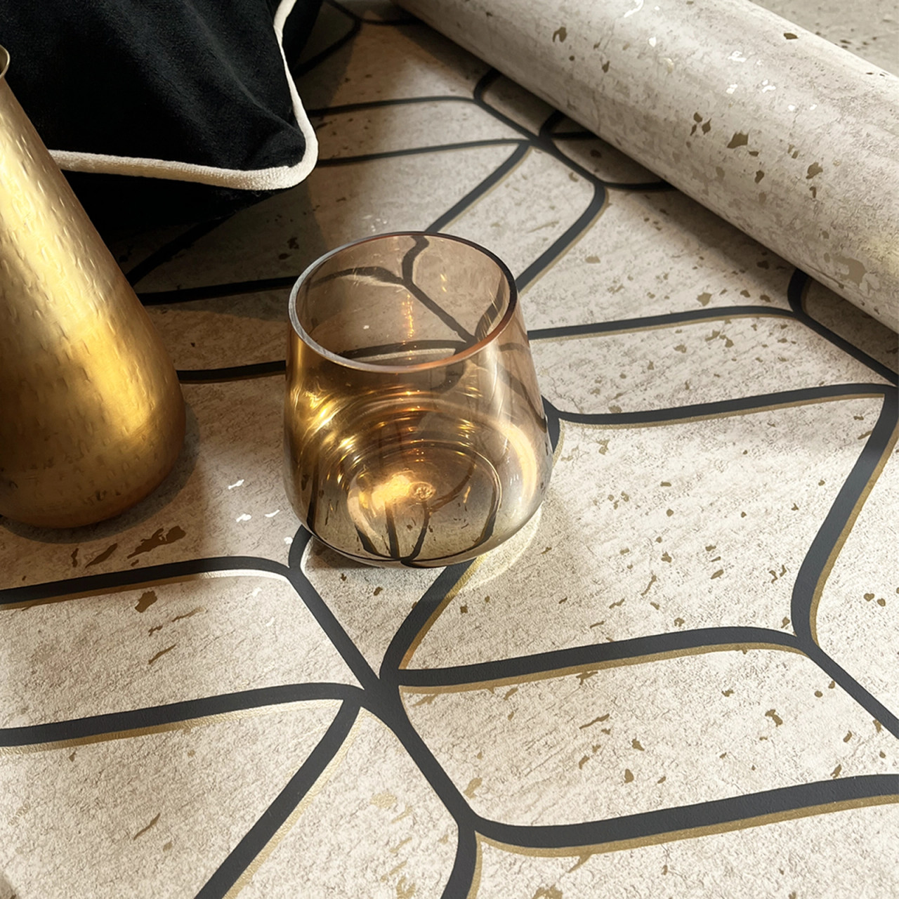 2313 Linear Concrete Cream Black Wallpaper by Belgravia