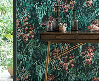 Green Wall Lamorran Wallpaper by Osborne & Little WallpaperSales.co.uk